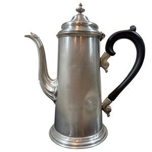 VTG Leonard Eales Pewter Coffee Tea Pot Black Bakelite Handle 11" Tall X 5"